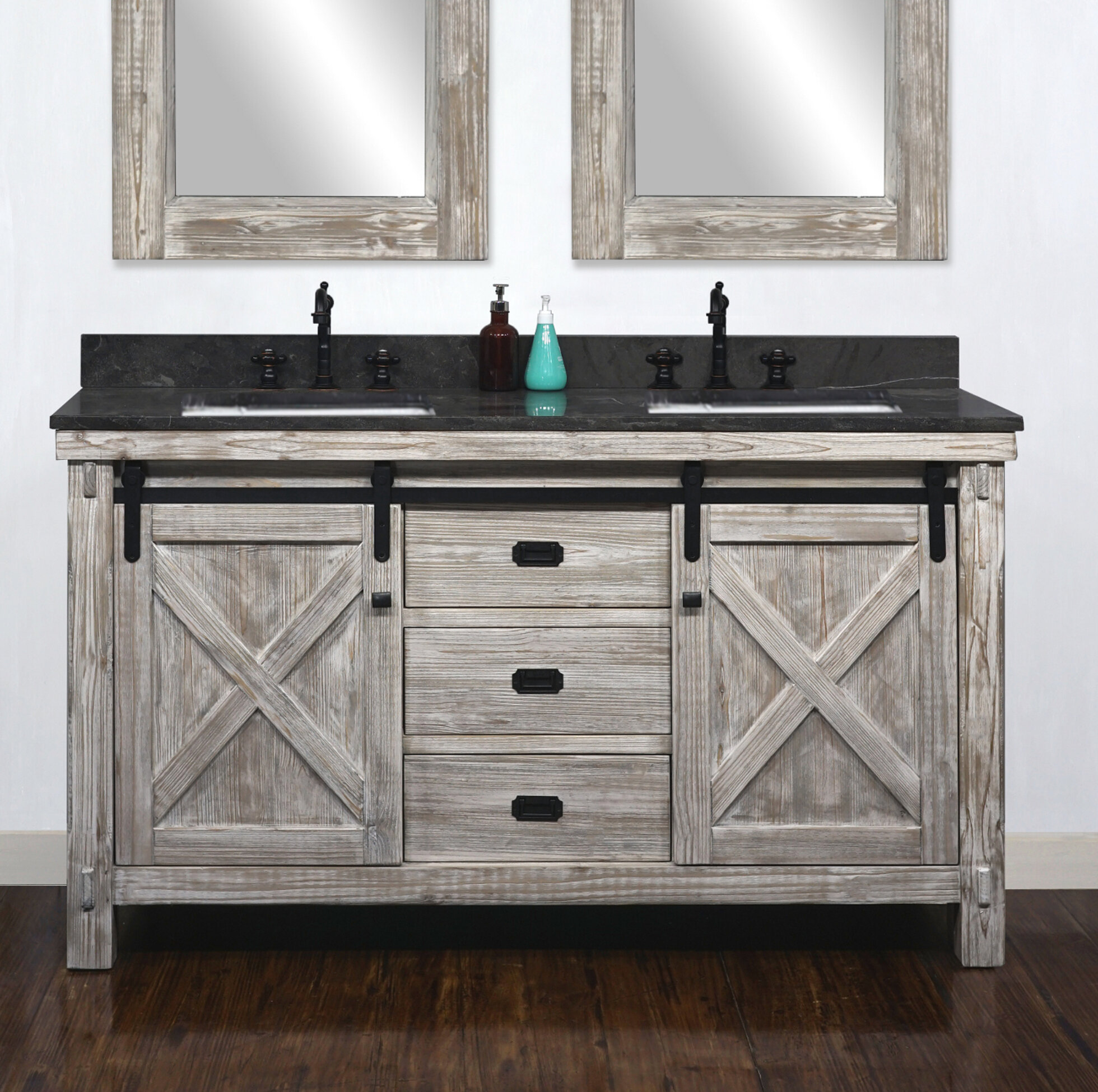 Jillian 54 Double Bathroom Vanity Set Sand & Stable Base Finish: White Wash