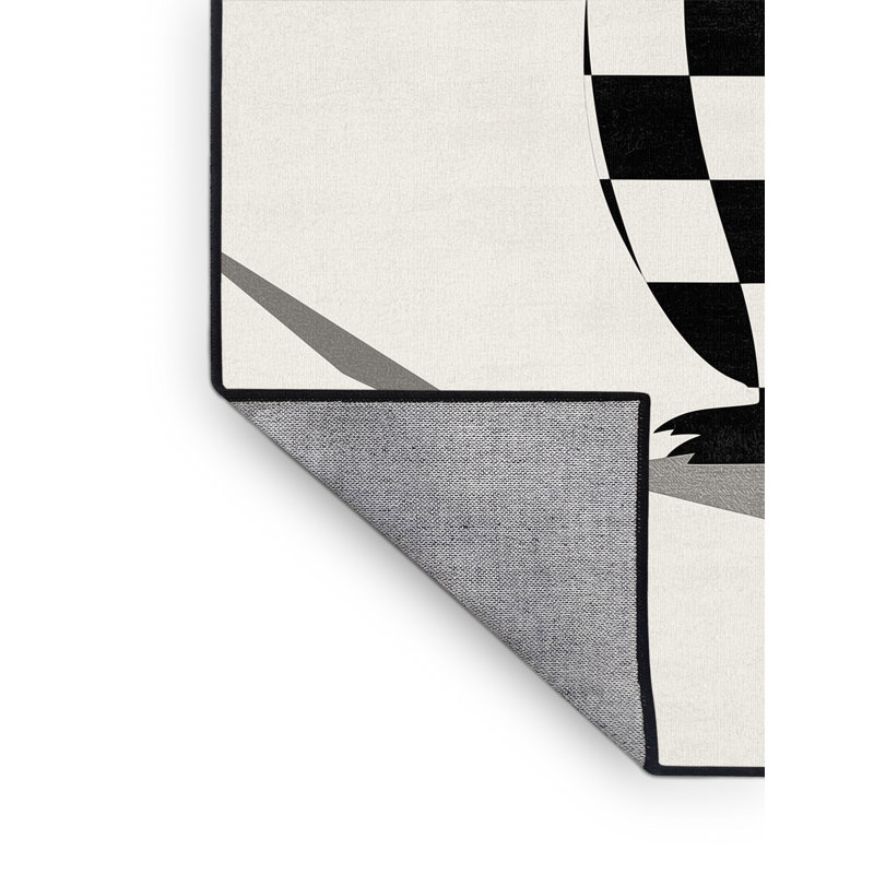Machine Washable Pavnesh Penguin Modern Checkered Rug in Beige – Black Binding, 4x6