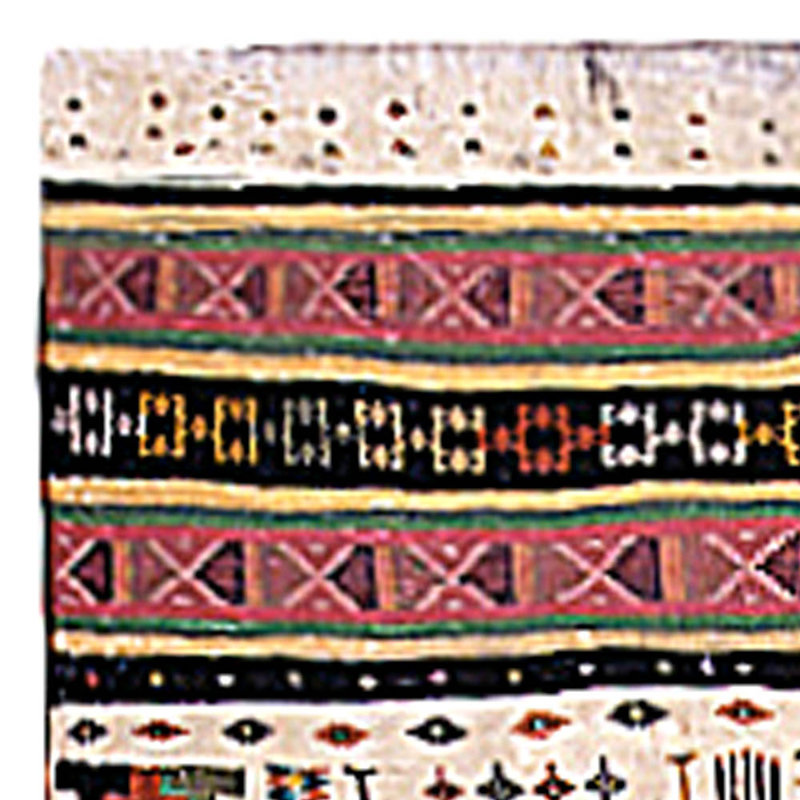 Tapis ivoire / rose / noir en laine noué à la main style rétro du 20e siècle 6 pi 2 po x 9 pi 10 po Vintage