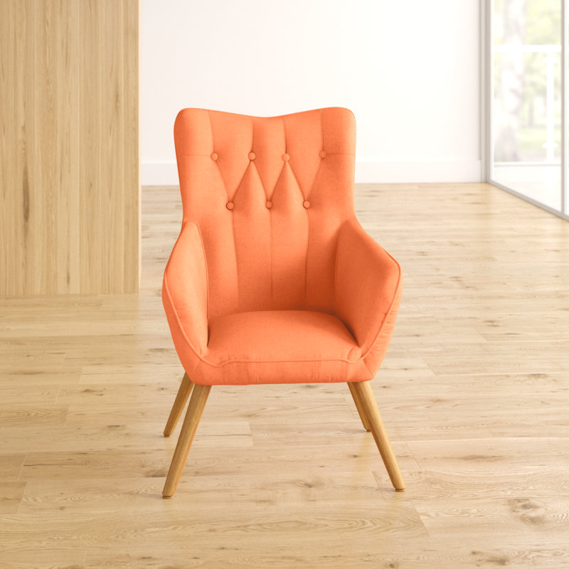 Antonio Upholstered Wingback Chair, Orange