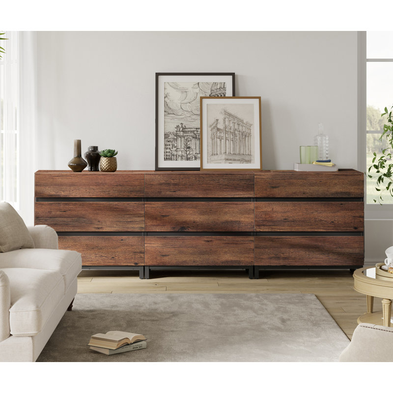 Aadam 9 Drawers Dresser, Dark Walnut