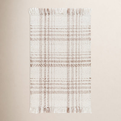 Cay Hand-Woven Taupe Plaid Rug
