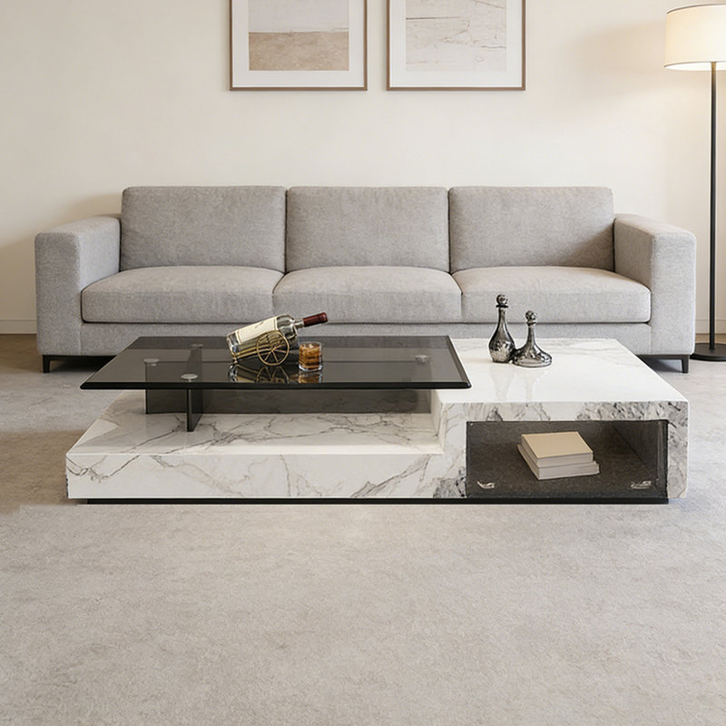 Ermington, 15.35" H x 51.18" L x 27.55" W, Blanc / noir / gris clair