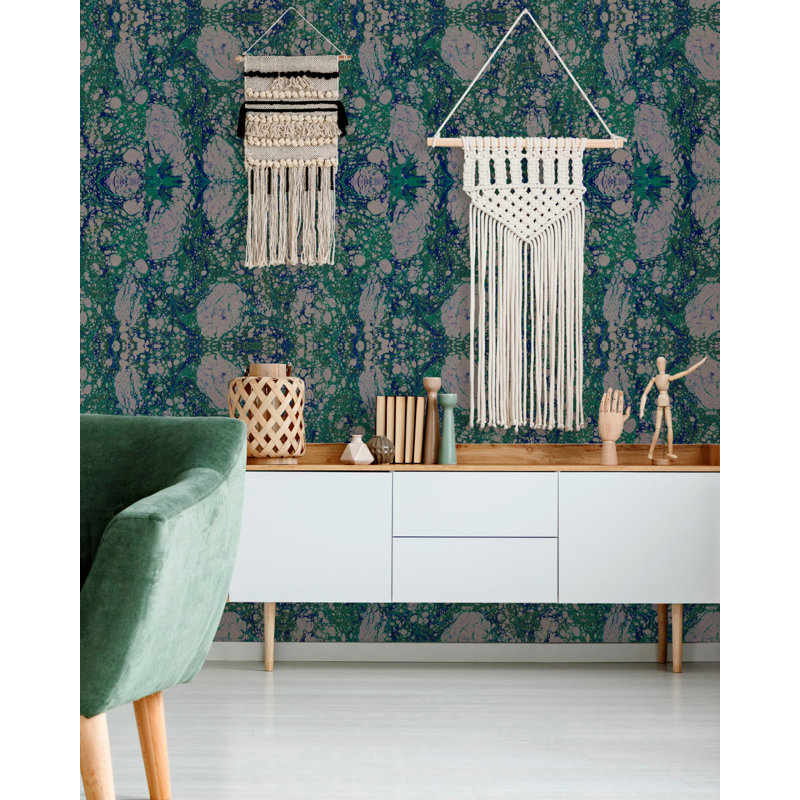 Impermanence Stone Wallpaper Roll, Green/Blue/Gray