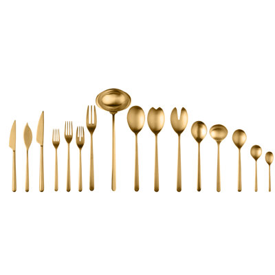 Linea Flatware Set - 126 Pieces - Ice Gold