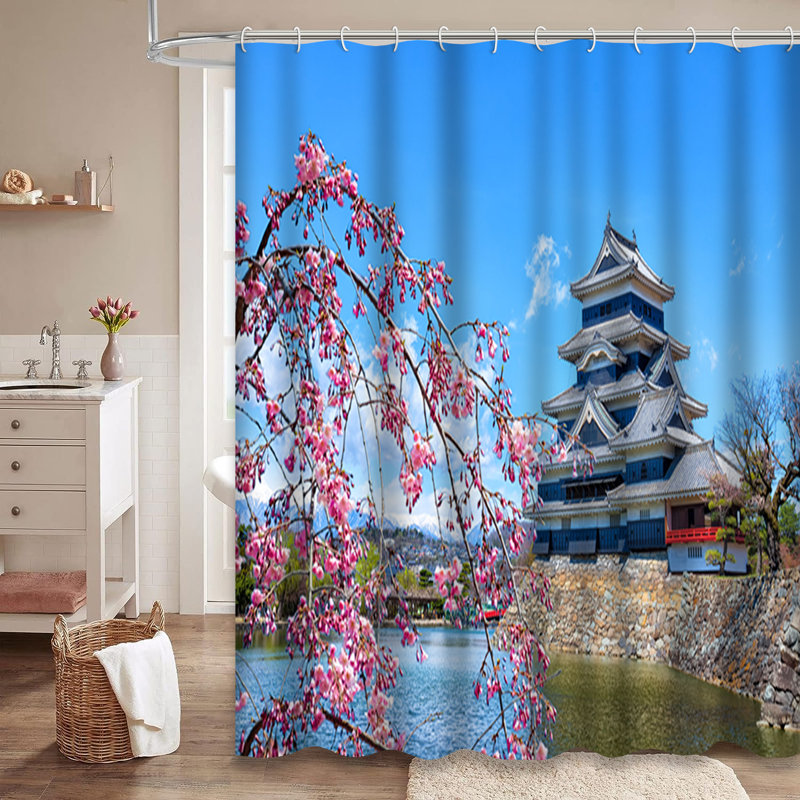Rideau de douche avec 12 crochets Japon, L 72 po x l 84 po