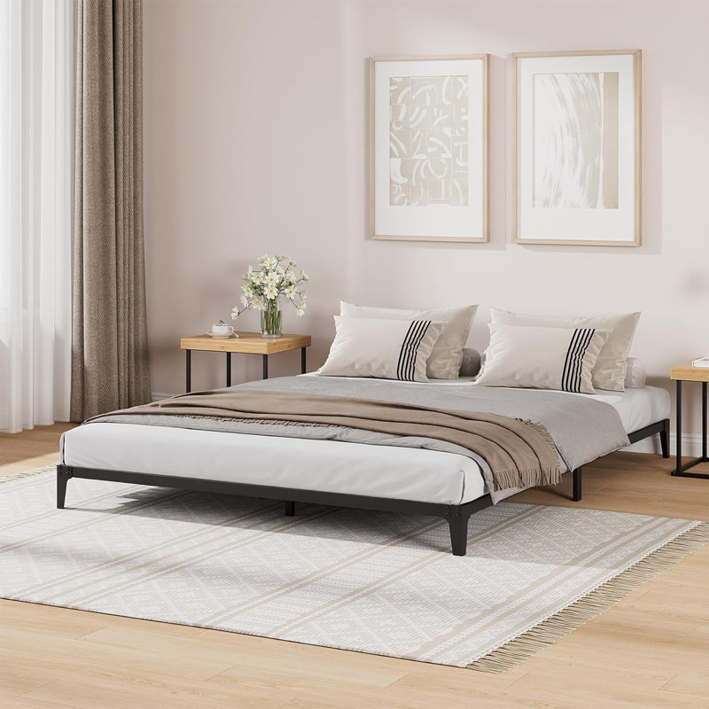 6 Inch Full Metal Platform Bed Frame, Heavy Duty Steel Slats, Under-Bed Storage