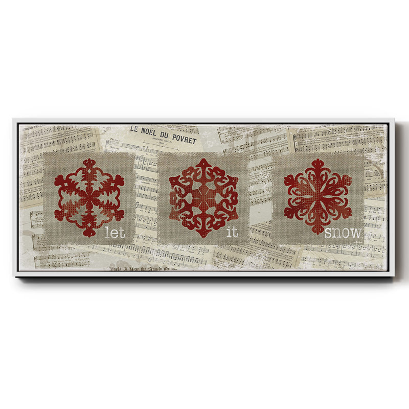 Burlap Music Snowflakes- Framed Canvas