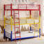 Triple lits simples superposés, lit superposé simple au-dessus d'un lit simple en métal robuste pour enfants, lits superposés en métal avec garde-corps, échelle et rangement, facile à assembler-182109839