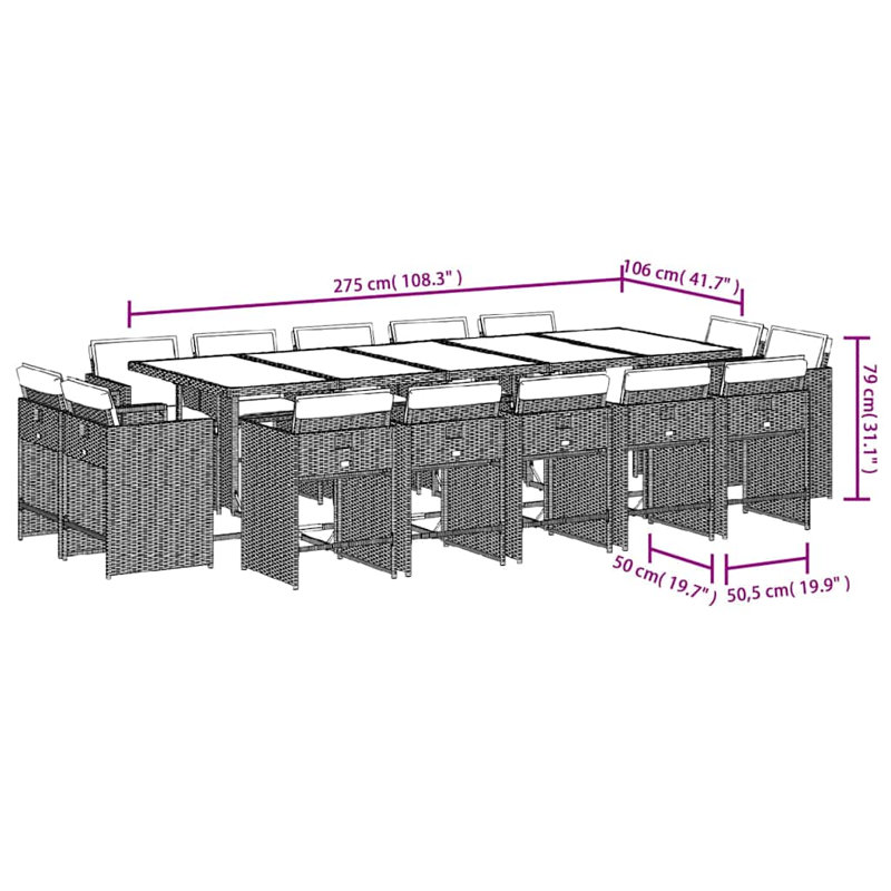 Patio Dining Set with, Black, Black