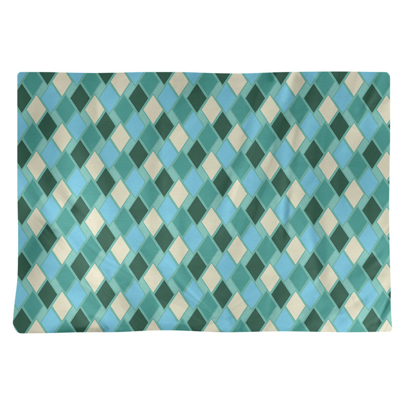 Napperon en coton 18 "Retro Diamonds, Vert / Sarcelle