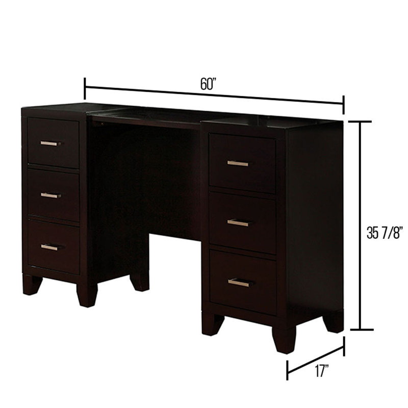 Ensemble coiffeuse en bois massif avec tabouret et miroir Tys