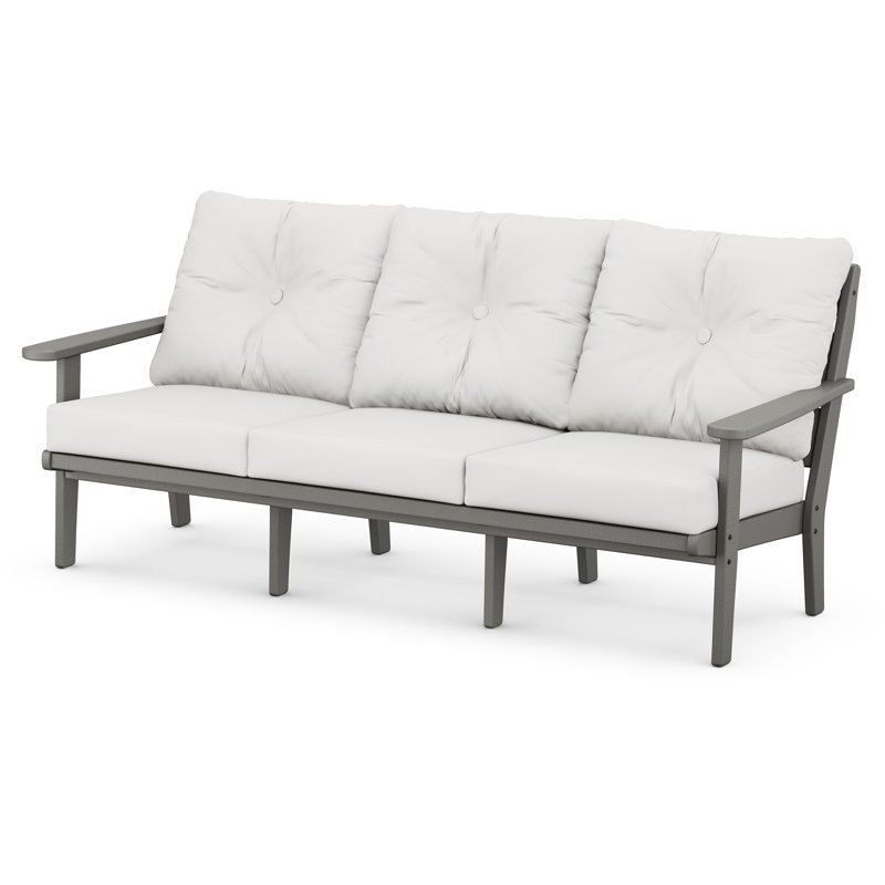Lakeside Deep Seating Sofa, Slate Gray Frame/Natural Linen Cushion