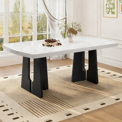 63" Modern Faux Marble Dining Table