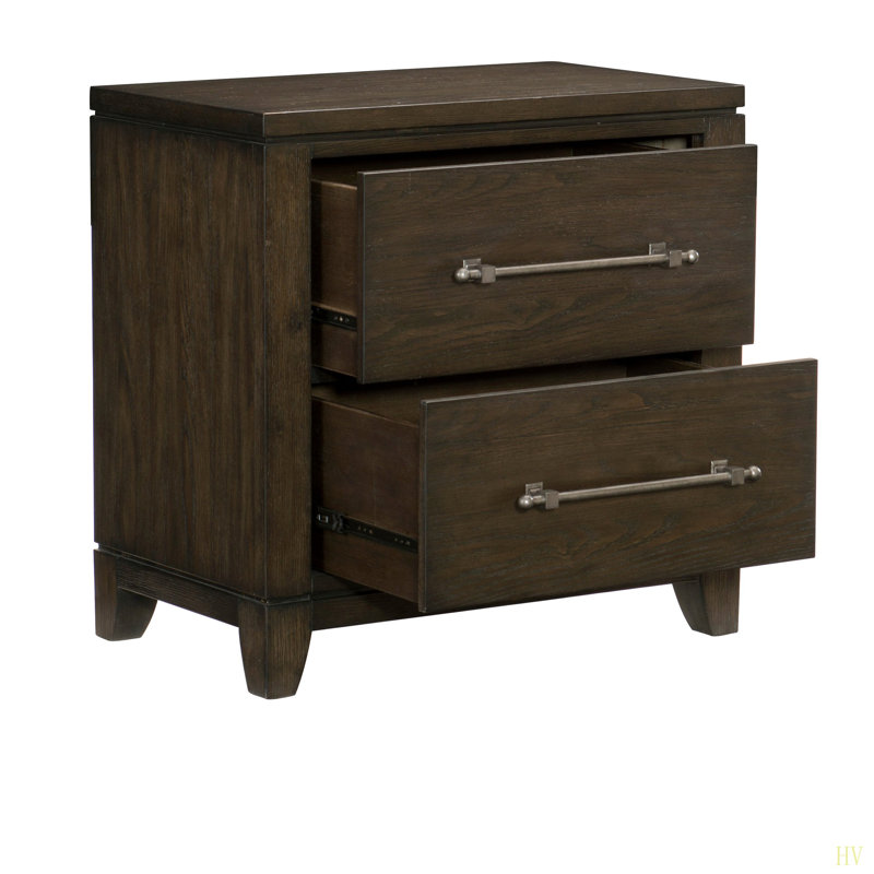 Table de chevet 1 pièce de style contemporain avec 2 tiroirs en bois au look moderne