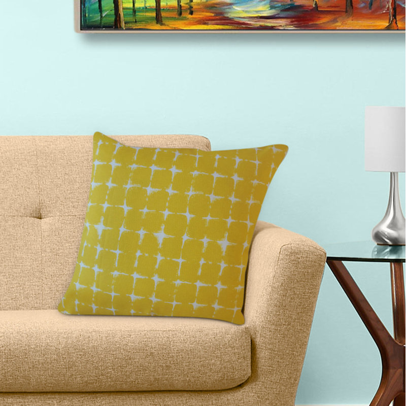 Coussin géométrique , 12 po x 18 po, Jaune, Coussin lombaire