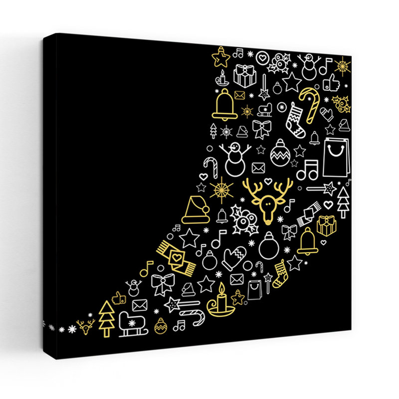 Arbre de Noël noir noir abstrait arbre minimaliste, impression d'art mural, 24" H x 24" W