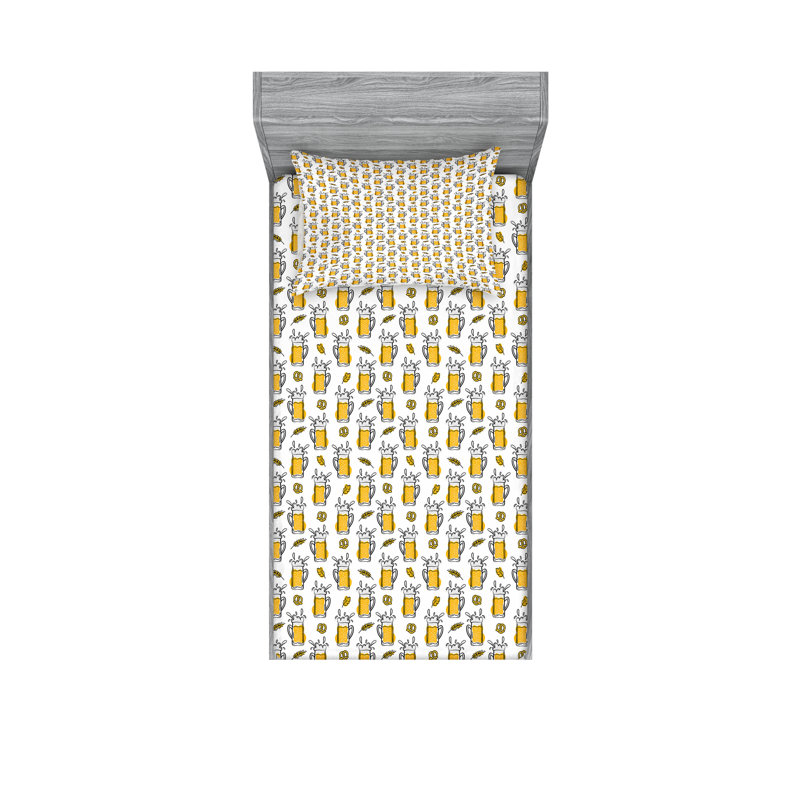 Ensemble de draps et taies décoratives Ambesonne, gris anthracite, Ensemble de draps pour lit simple avec deux taies 
