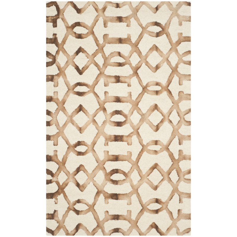 Tapis géométrique en laine touffeté à la main Xiong, Rectangle 3 pi x 5 pi