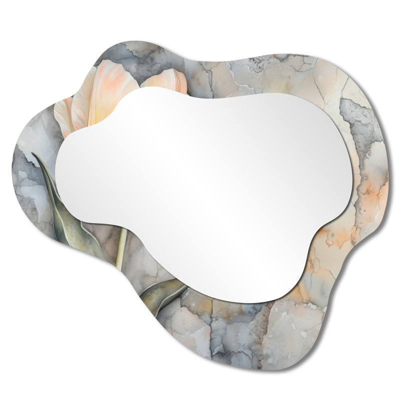 Cottage Irregular Accent Mirror – Glowing Aura of Tulip, Metal Print, 25" x 28"