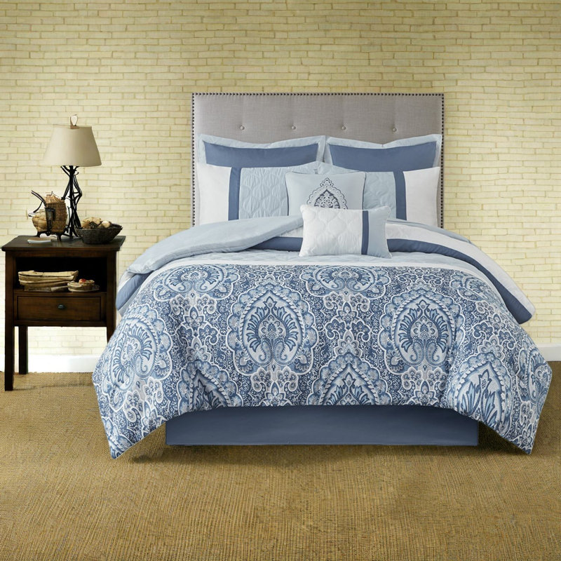 Ensemble de literie pièce en polyester damassé matelassé pour maison moderne