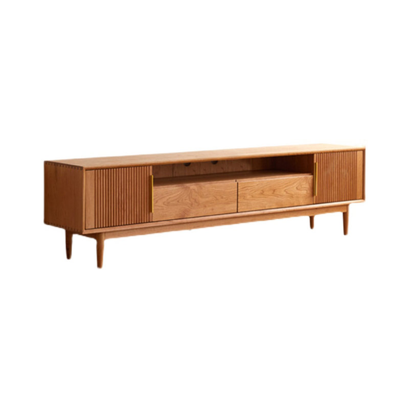 Meuble télé en bois massif de style nordique, 82.68"