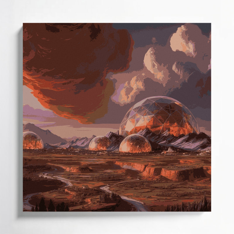 «Space Terraformed Mars concepts», art mural sur toile noire, H 32 po x l 32 po