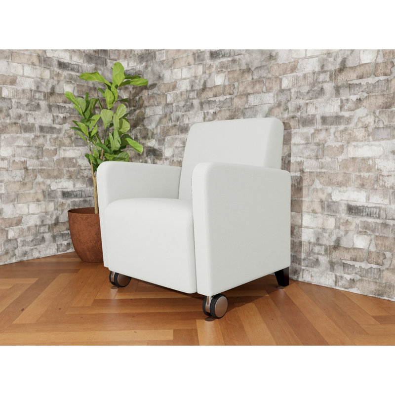 Fauteuil d'invité de réception Ravenna, Bois noir, Ombre portes ouvertes, Avec des roulettes