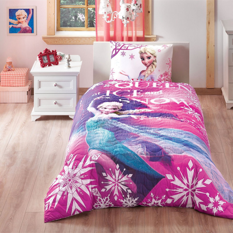 Ensemble de housse de couette 100% coton rose / blanc / bleu 3 pièces