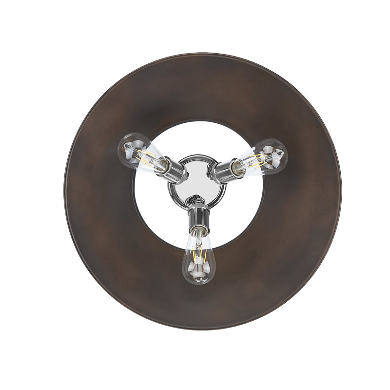 Plafonnier encastré 3 lumières Weatherford, Chrome, Rubbed Bronze