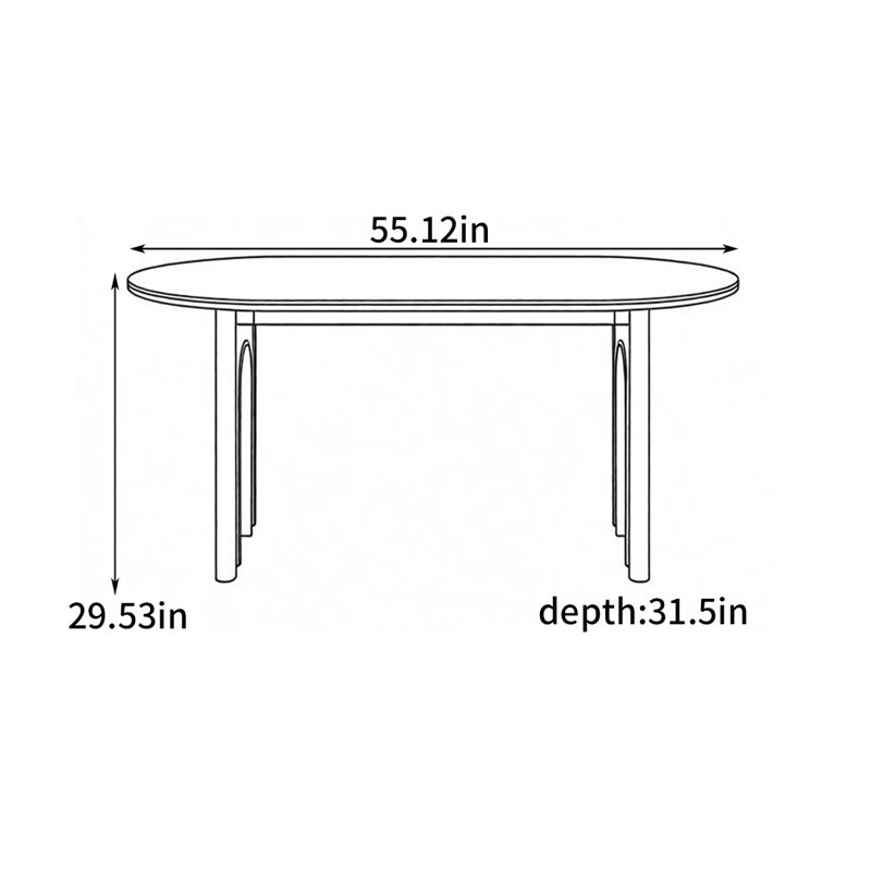 Table de salle à manger moderne de style minimaliste, 29.53"H x 55.12"L x 31.5"W