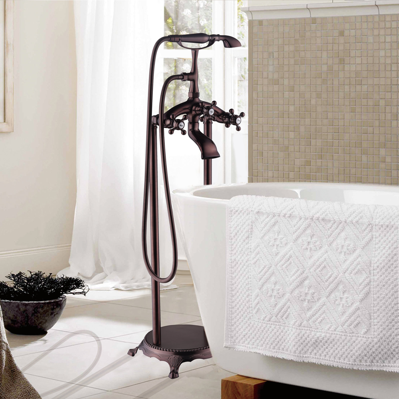 Freestanding Clawfoot Tub Faucet Trim, Oil-Rubbed Bronze