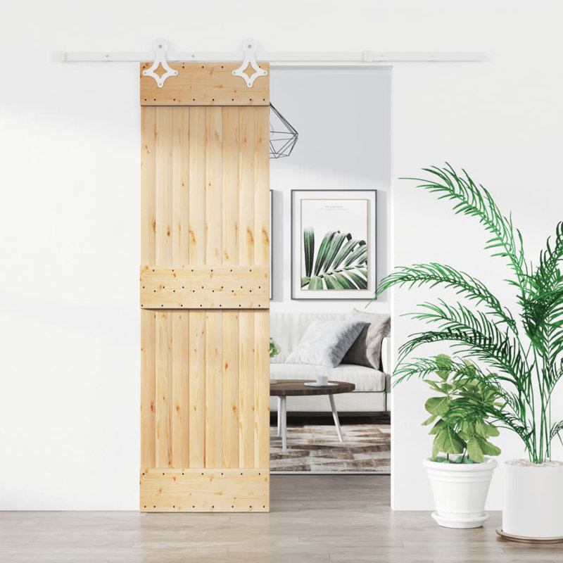Porte coulissante avec quincaillerie Vidaxl, 27,6 po x 82,7 po, Blanc/naturel
