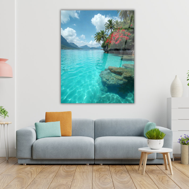 Art mural en verre trempé Tropical Beach, H 24 po x l 18 po