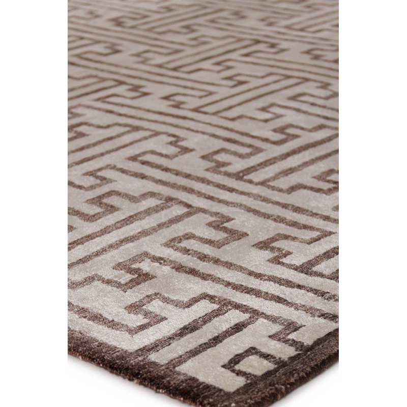 Bamboo Silk Wool Geometric Area Rug, Rectangle 8'6" x 11'6"