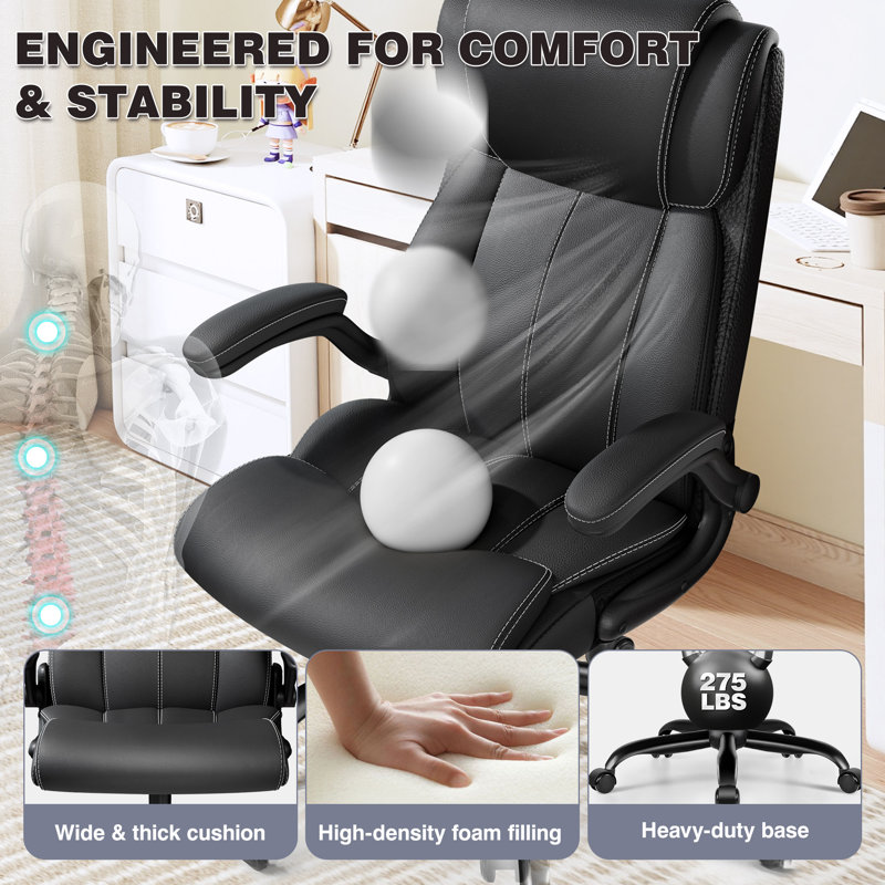 Ergonomic Executive Office Chair with Air Cushion Lumbar Support, Black