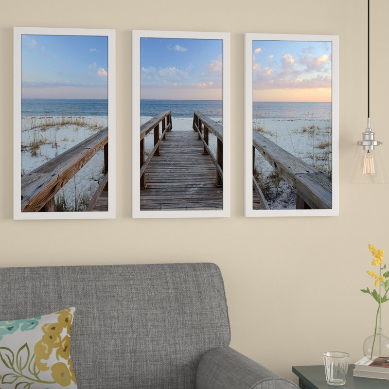 Coucher de soleil de Pensacola - ensemble de 3 reproductions de photos sur acrylique, H 25,5 po x l 40,5 po x P 1 po