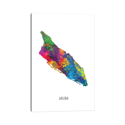 «Aruba Map» par Michael Tompsett, impression sur toile tendue