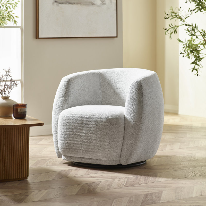 Upholstered Swivel Armchair, Cream