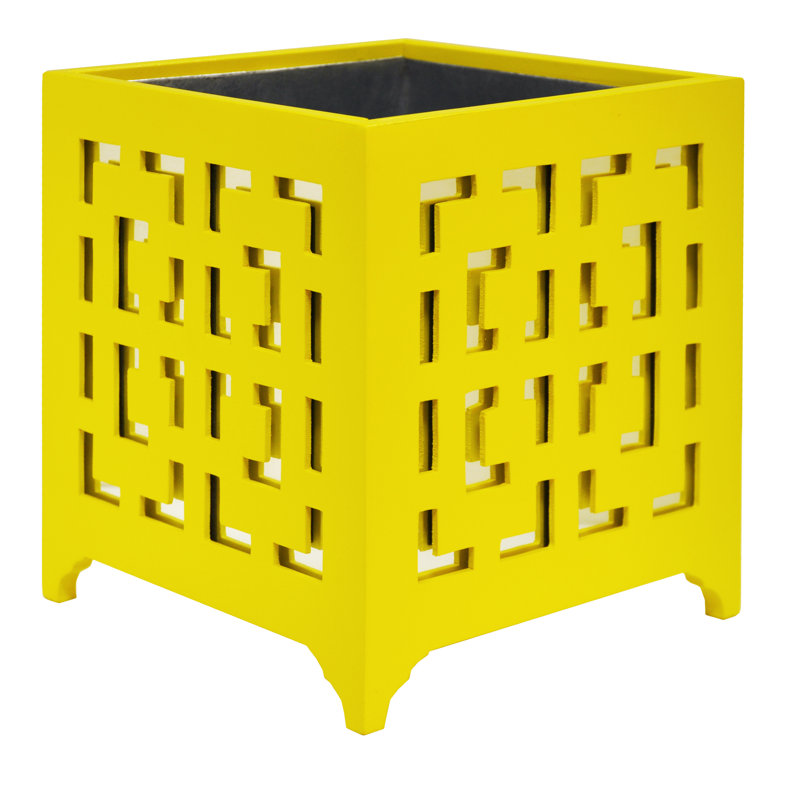Turquoise and Mirror Finish Greek Key Outdoor Planter Box