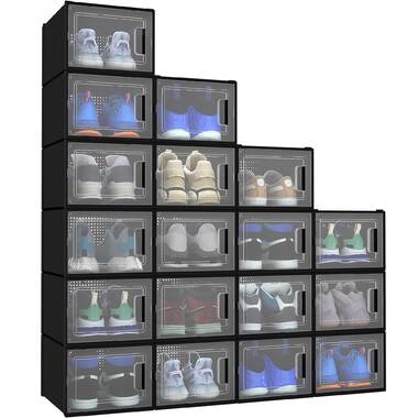 Rebrilliant 36 Pairs Plastic Collapsible Shoes Storage Box Easy Assembly