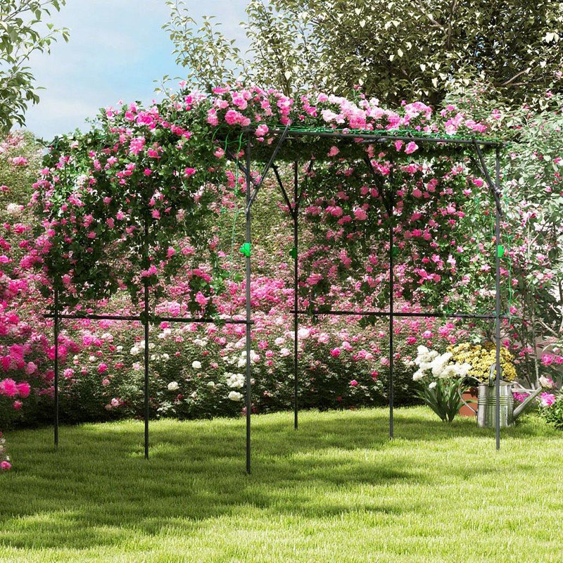 Grand treillis arqué en métal noir avec filet réglable 87,8 po