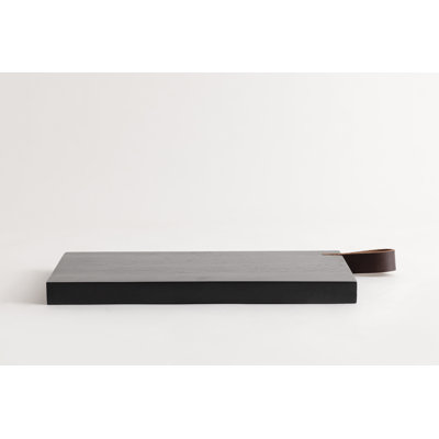 Noir cutting board with leather handle