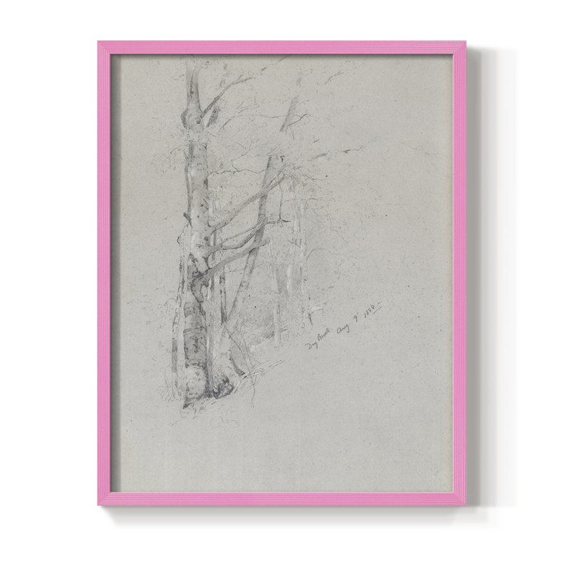Croquis rétro, impression encadrée LVI - bois massif, H 30 po x l 24 po, Rose
