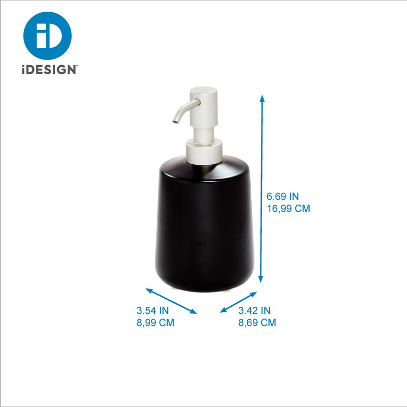 Distributeur de savon court en céramique Eco Vanity, Noir mat