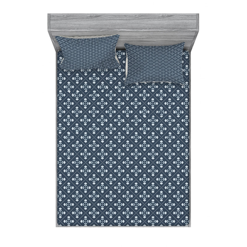 Microfiber Floral Sheet Set, Queen Sheet Set with Fitted Sheet