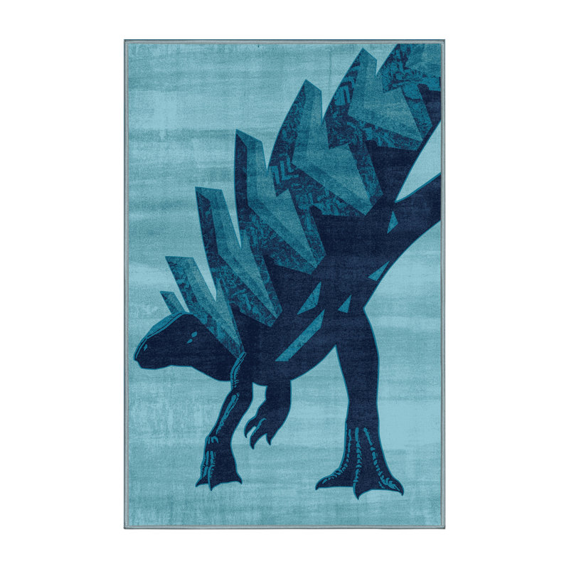 Machine Washable Oryn Spinosaurus Bold & Eclectic Modern Chevron Rug in Blue – SkyBlue Binding, 4x6