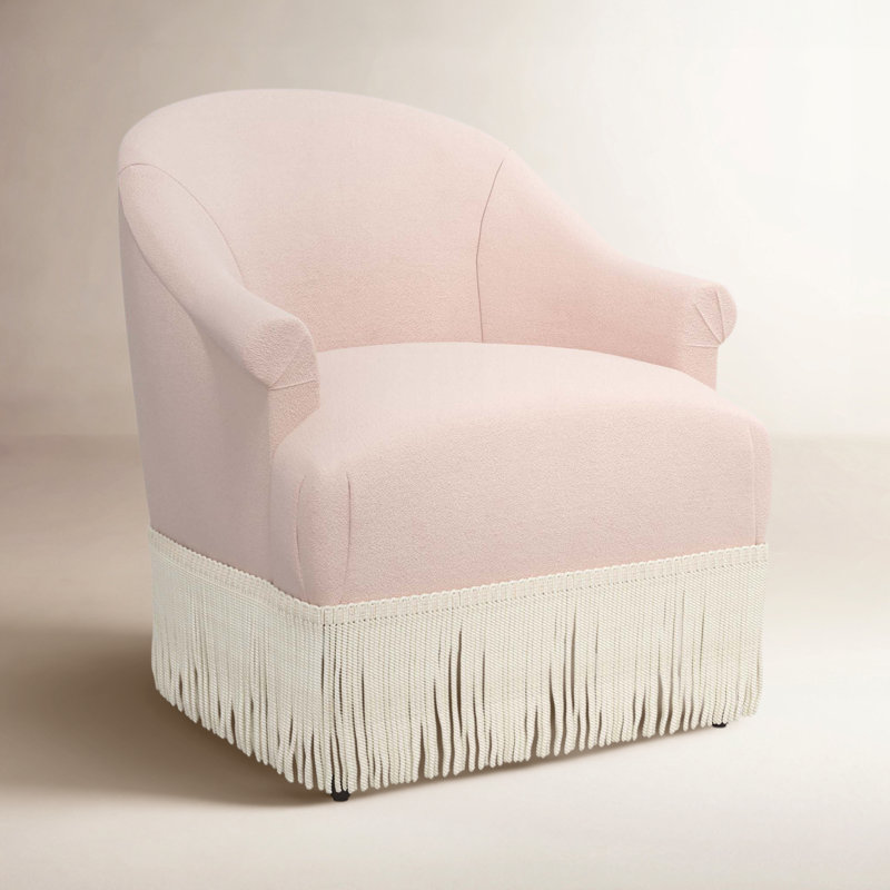 Fauteuil à oreilles Callie, Velours classique performance rosé, Ivoire
