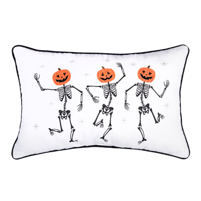 Pumpkin Skeleton Trio Halloween Throw Pillow
