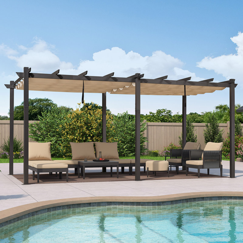 Aluminum Pergola, Khaki, 5.5m x 3m